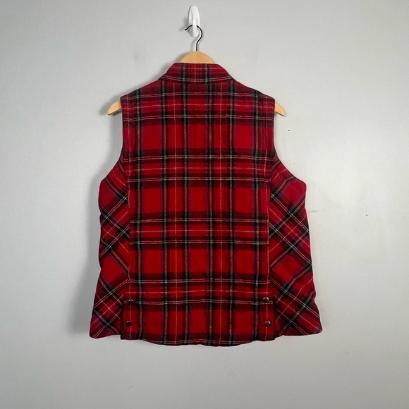 The Vermont Country Store Quilted Plaid Vest Size L Side Pockets wool blend - Picture 6 of 7
